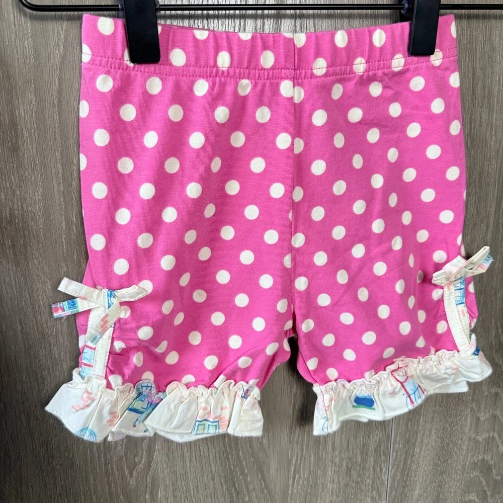 Cotton Castle Platinum Balcony Tunic Shorts Set Sz 4 Pink Polka Dot Boutique NEW